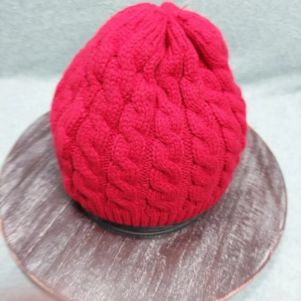 Red‎ Cable Knit Beanie Hat By Richardson